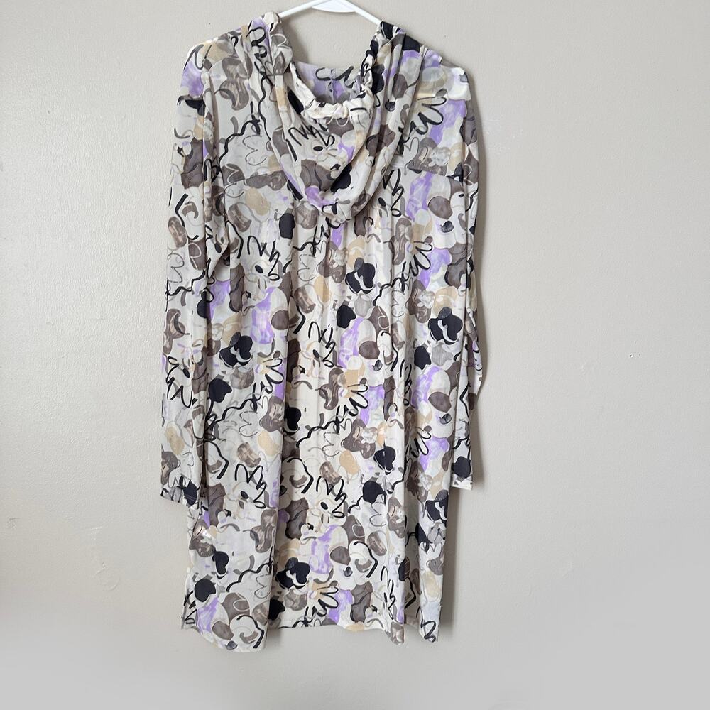 LOGO Lori Goldstein Beach To Street Sheer Mesh Hooded Cardigan Coverup MEDIUM - Picture 5 of 11